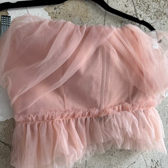 Balletcore Pink Strapless Tulle Bustier Top Ruffle Corset Crop S NWT NBD Revolve - Picture 4 of 8